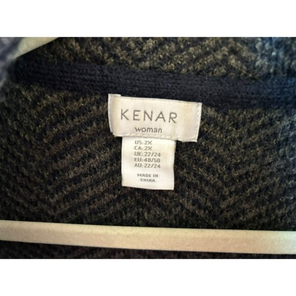 Kenar Women's Plus Size 2X Chevron Waterfall Wool Blend Cardigan Casual Work - Picture 3 of 6